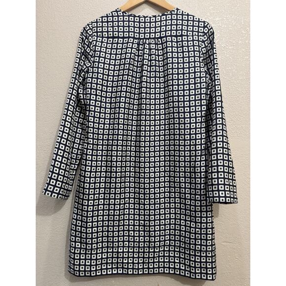 Tory Burch Silk Shift Dress Womens Geometric Print Long Sleeve Size 2 - Picture 2 of 5